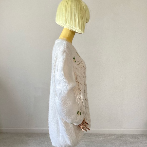 Alessandra Rich Alpaca Floral Soft Girl Embroidery Sweater L - Picture 3 of 5